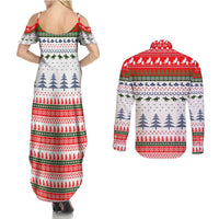 Barrel Racing Christmas Couples Matching Summer Maxi Dress and Long Sleeve Button Shirt Xmas Holiday Patterns - Wonder Print Shop