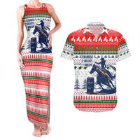 Barrel Racing Christmas Couples Matching Tank Maxi Dress and Hawaiian Shirt Xmas Holiday Patterns - Wonder Print Shop