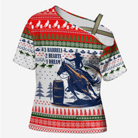 Barrel Racing Christmas Cross Shoulder Shirt Xmas Holiday Patterns - Wonder Print Shop