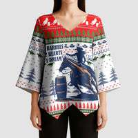 Barrel Racing Christmas Kimono Sleeve Blouse Xmas Holiday Patterns - Wonder Print Shop