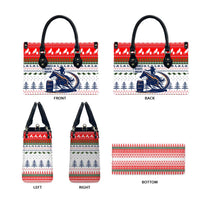 Barrel Racing Christmas Leather Bag Xmas Holiday Patterns - Wonder Print Shop
