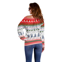 Barrel Racing Christmas Off Shoulder Sweater Xmas Holiday Patterns - Wonder Print Shop