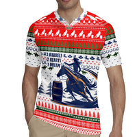 Barrel Racing Christmas Rugby Jersey Xmas Holiday Patterns - Wonder Print Shop