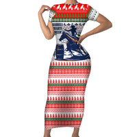 Barrel Racing Christmas Short Sleeve Bodycon Dress Xmas Holiday Patterns - Wonder Print Shop