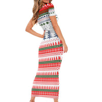 Barrel Racing Christmas Short Sleeve Bodycon Dress Xmas Holiday Patterns - Wonder Print Shop