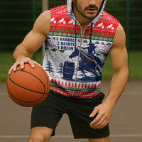 Barrel Racing Christmas Sleeveless Zip Hoodie Xmas Holiday Patterns - Wonder Print Shop