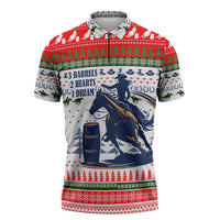 Barrel Racing Christmas Zipper Polo Shirt Xmas Holiday Patterns - Wonder Print Shop