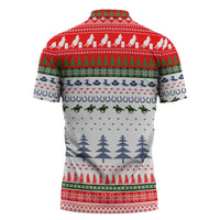 Barrel Racing Christmas Zipper Polo Shirt Xmas Holiday Patterns - Wonder Print Shop