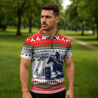 Barrel Racing Christmas Zipper Polo Shirt Xmas Holiday Patterns - Wonder Print Shop