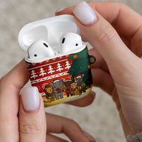 Zambia Christmas AirPods Case with African Animals Tree Snowflakes and National Emblem Design - Wonder Print Shop