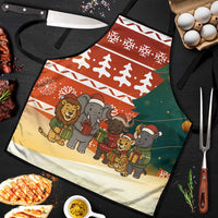 Zambia Christmas Apron with African Animals Tree Snowflakes and National Emblem Design - Wonder Print Shop