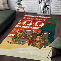 Zambia Christmas Area Rug with African Animals Tree Snowflakes and National Emblem Design - Wonder Print Shop