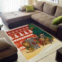 Zambia Christmas Area Rug with African Animals Tree Snowflakes and National Emblem Design - Wonder Print Shop