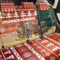 Zambia Christmas Back Car Seat Cover with African Animals Tree Snowflakes and National Emblem Design - Wonder Print Shop