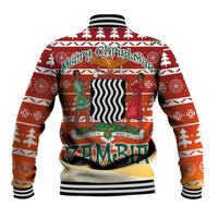 Zambia Christmas Baseball Jacket with African Animals Tree Snowflakes and National Emblem Design - Wonder Print Shop