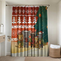 Zambia Christmas Bathroom Set with African Animals Tree Snowflakes and National Emblem Design - Wonder Print Shop