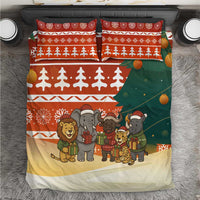 Zambia Christmas Bedding Set with African Animals Tree Snowflakes and National Emblem Design - Wonder Print Shop