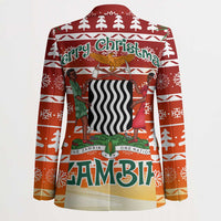 Zambia Christmas Blazer with African Animals Tree Snowflakes and National Emblem Design - Wonder Print Shop