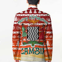 Zambia Christmas Blazer with African Animals Tree Snowflakes and National Emblem Design - Wonder Print Shop