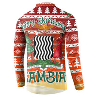 Zambia Christmas Button Sweatshirt with African Animals Tree Snowflakes and National Emblem Design - Wonder Print Shop