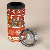 Zambia Christmas 4 in 1 Can Cooler Tumbler with African Animals Tree Snowflakes and National Emblem Design - Wonder Print Shop