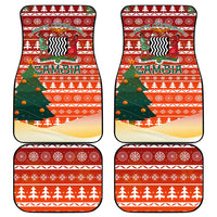 Zambia Christmas Car Mats with African Animals Tree Snowflakes and National Emblem Design - Wonder Print Shop