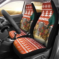 Zambia Christmas Car Seat Cover with African Animals Tree Snowflakes and National Emblem Design - Wonder Print Shop