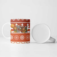 Zambia Christmas Ceramic Mug with African Animals Tree Snowflakes and National Emblem Design - Wonder Print Shop