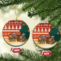 Zambia Christmas Ceramic Ornament with African Animals Tree Snowflakes and National Emblem Design - Wonder Print Shop