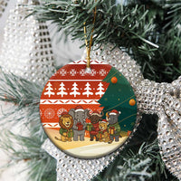 Zambia Christmas Ceramic Ornament with African Animals Tree Snowflakes and National Emblem Design - Wonder Print Shop