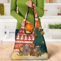 Zambia Christmas Grocery Bag with African Animals Tree Snowflakes and National Emblem Design - Wonder Print Shop
