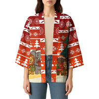 Zambia Christmas Kimono with African Animals Tree Snowflakes and National Emblem Design - Wonder Print Shop