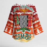 Zambia Christmas Kimono Sleeve Blouse with African Animals Tree Snowflakes and National Emblem Design - Wonder Print Shop