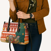 Zambia Christmas Leather Bag with African Animals Tree Snowflakes and National Emblem Design - Wonder Print Shop