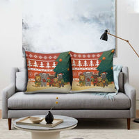 Zambia Christmas Pillow Cover with African Animals Tree Snowflakes and National Emblem Design - Wonder Print Shop