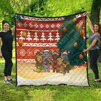 Zambia Christmas Quilt with African Animals Tree Snowflakes and National Emblem Design - Wonder Print Shop