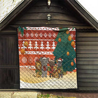 Zambia Christmas Quilt with African Animals Tree Snowflakes and National Emblem Design - Wonder Print Shop