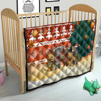 Zambia Christmas Quilt with African Animals Tree Snowflakes and National Emblem Design - Wonder Print Shop