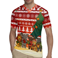 Zambia Christmas Rugby Jersey with African Animals Tree Snowflakes and National Emblem Design - Wonder Print Shop