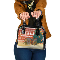 Zambia Christmas Shoulder Handbag with African Animals Tree Snowflakes and National Emblem Design - Wonder Print Shop