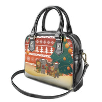 Zambia Christmas Shoulder Handbag with African Animals Tree Snowflakes and National Emblem Design - Wonder Print Shop
