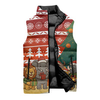 Zambia Christmas Sleeveless Puffer Jacket with African Animals Tree Snowflakes and National Emblem Design - Wonder Print Shop