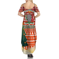 Zambia Christmas Summer Maxi Dress with African Animals Tree Snowflakes and National Emblem Design - Wonder Print Shop
