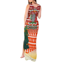 Zambia Christmas Tank Maxi Dress with African Animals Tree Snowflakes and National Emblem Design - Wonder Print Shop