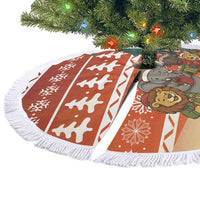 Zambia Christmas Tree Skirt with African Animals Tree Snowflakes and National Emblem Design - Wonder Print Shop