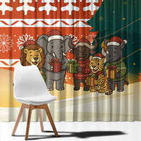 Zambia Christmas Window Curtain with African Animals Tree Snowflakes and National Emblem Design - Wonder Print Shop