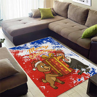 Chile Christmas Area Rug with Flag Colors Tree Reindeer Condor and Gift Design - Wonder Print Shop