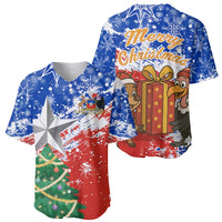Chile Christmas Baseball Jersey with Flag Colors Tree Reindeer Condor and Gift Design - Wonder Print Shop