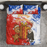 Chile Christmas Bedding Set with Flag Colors Tree Reindeer Condor and Gift Design - Wonder Print Shop