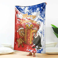 Chile Christmas Blanket with Flag Colors Tree Reindeer Condor and Gift Design - Wonder Print Shop